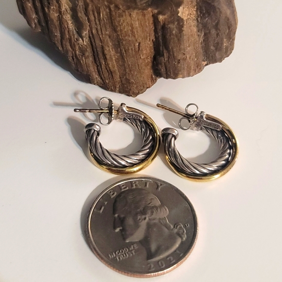 David Yurman 925 18k cable earrings - Picture 4 of 6